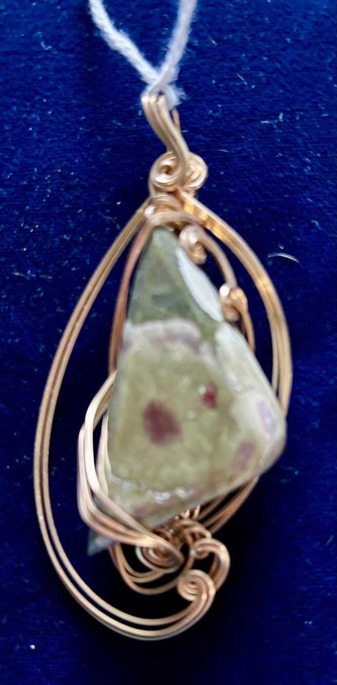 Australian Rain Forest Jasper Custom Made Wire Wrapped Pendant 3.5 x 1.5 New